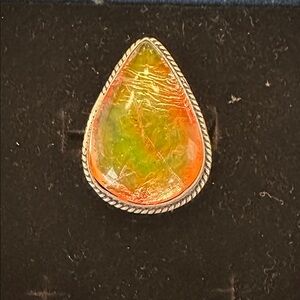 Orange Australian Triplet Opal Sterling Silver Ring